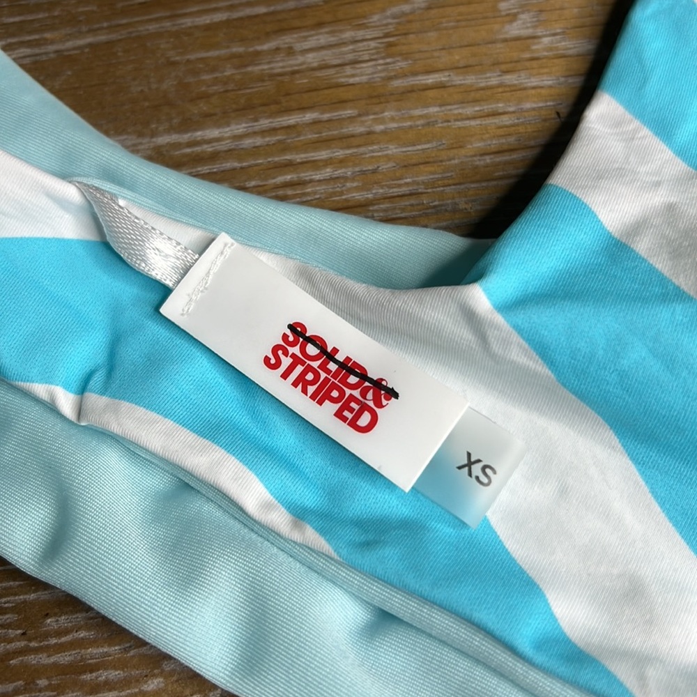 Solid & Striped Reversible Stripe/Solid Blue Biki… - image 3